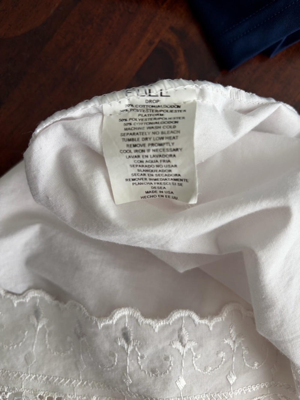 Vintage White Eyelet Lace Border Full Size Bedskirt / Dust Ruffle - Picture 3 of 6